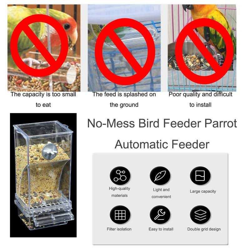 Automatic Bird Feeder for Parakeet Canary Cockatiel Finch J9368