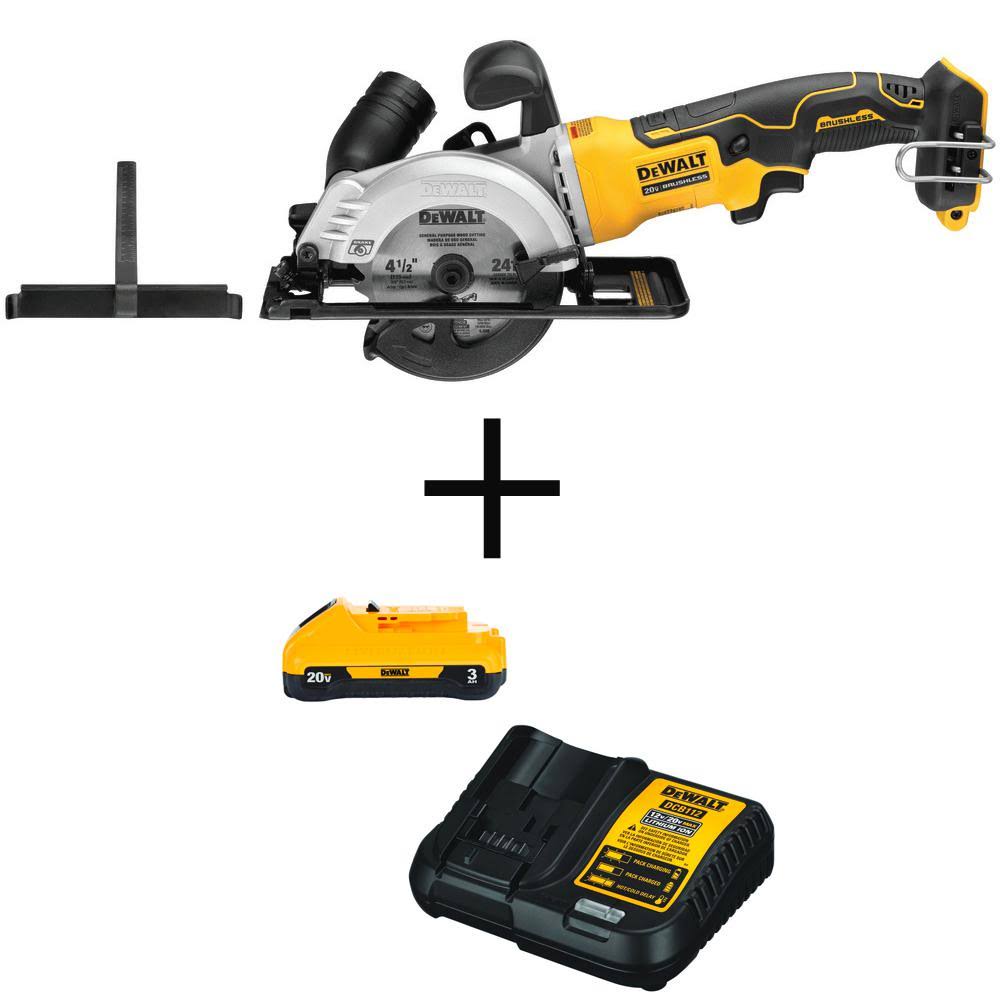 DeWalt Atomic 20-Volt Max Cordless 4-1/2 in. Circular Saw (Tool-Only) with Bonus Li-ion Battery Pack 3.0Ah and Charger