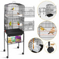 Zenstyle 59.3'' Bird Cage with Rolling Stand Wrought Iron Birdcage Medium Pet House, Black - Pet Supplies online store