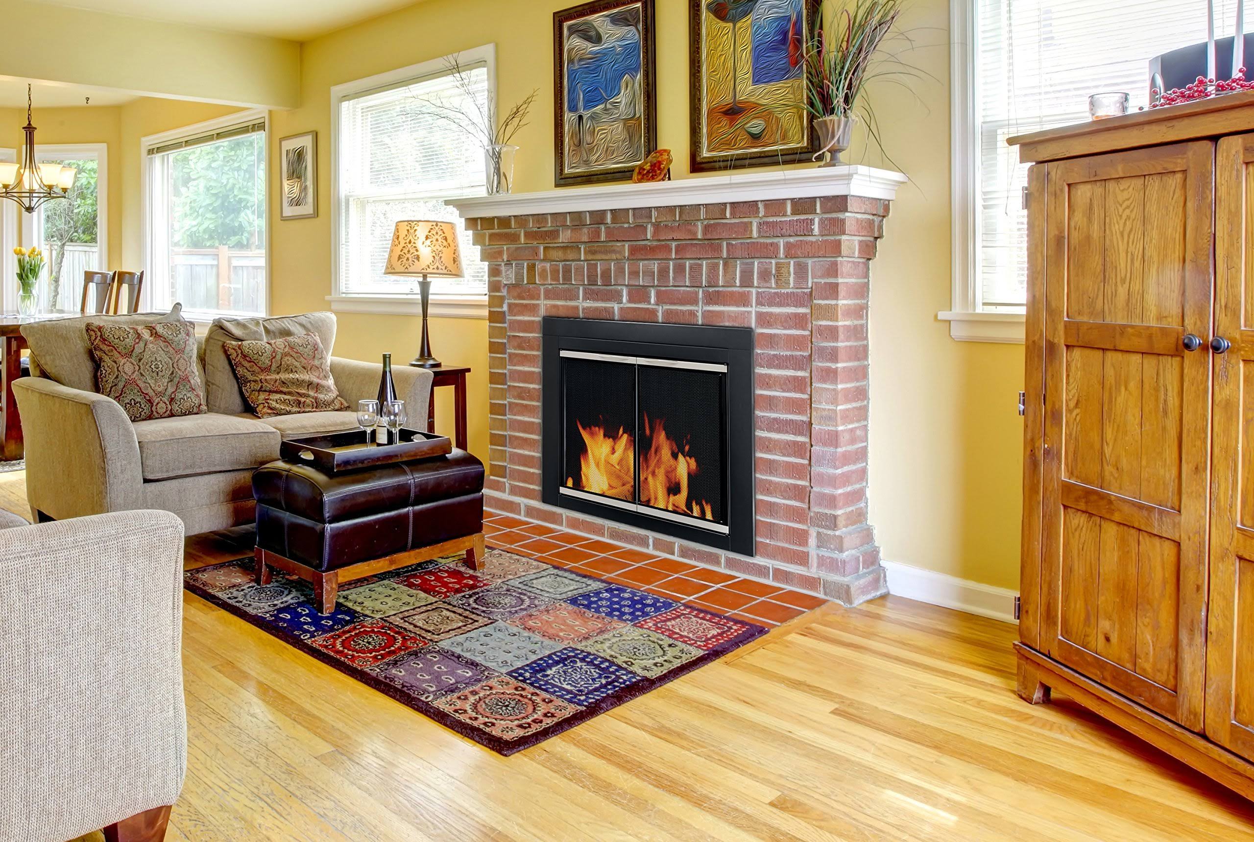 Fireplace Glass Door, Black, Small J4053