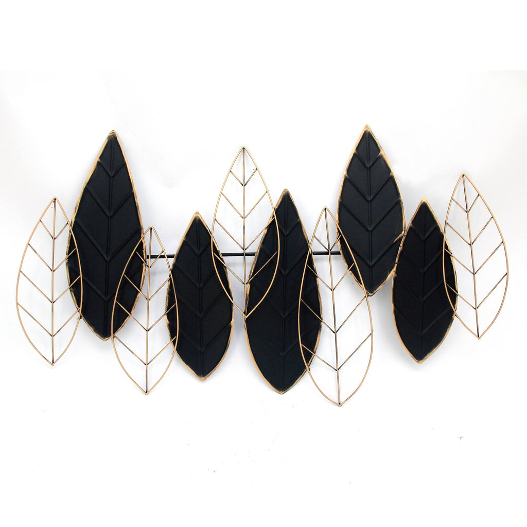 Sagebrook Home Metal 33x22 Leaf Wall Decor, Black/Gold