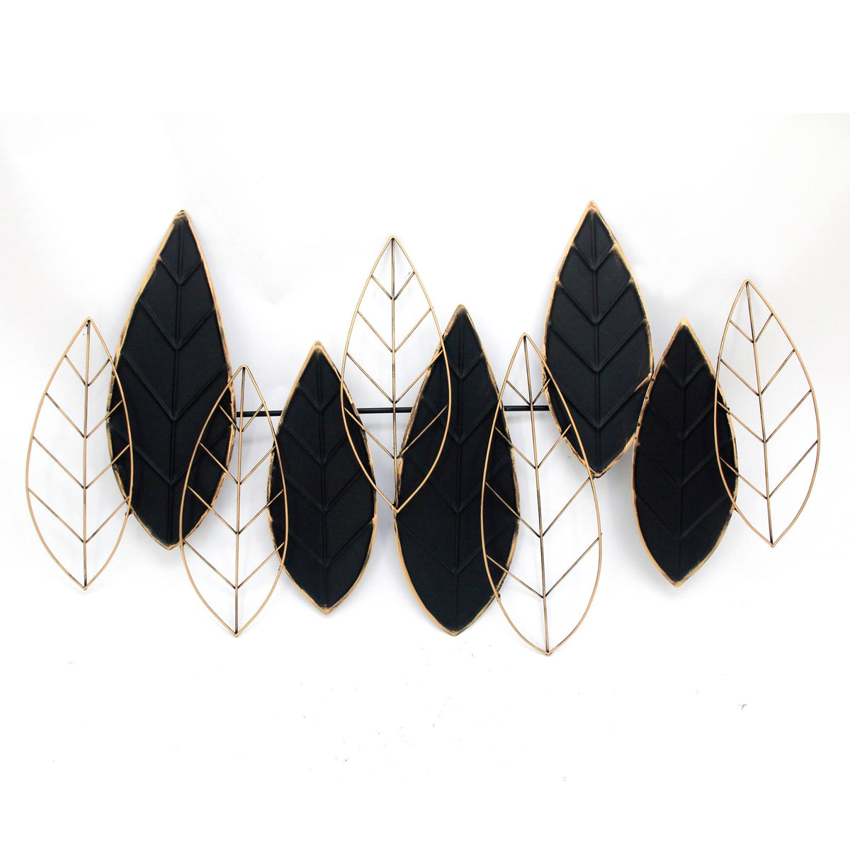 Sagebrook Home Metal 33x22 Leaf Wall Decor, Black/Gold