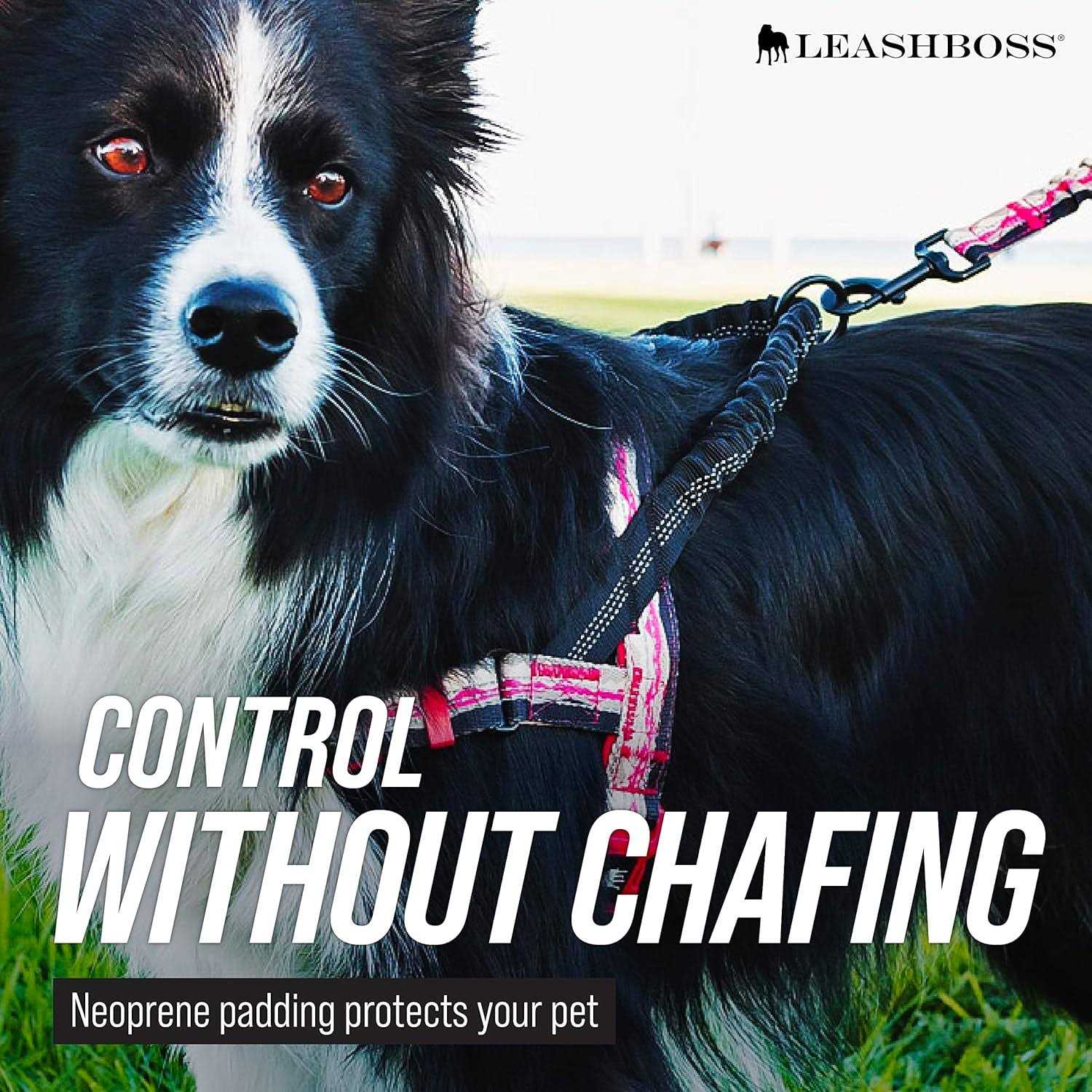 Reflective No Pull Dog Harness with Bungee Handle and Front Clip X48374