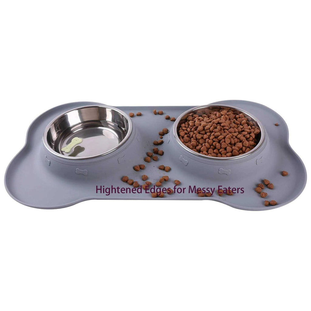 Stainless Steel Dog Bowls with Non-Skid Silicone Mat and Food Scoop S875610