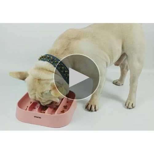 Slow Feeding Dog Bowl for French Bulldog with Striped Pattern I57947