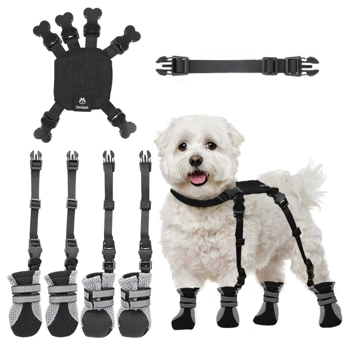 Sovipal Dog Boots with Anti-Lost Design, Buckle Straps, and Weatherproof. Dog Shoes for Small Dogs Ideal for Outdoor &amp; Indoor Walks - Pet Supplies online store