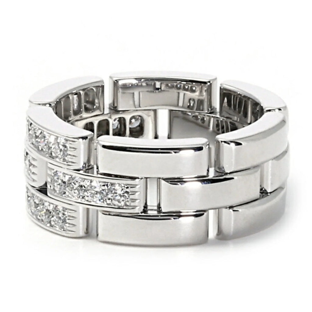 Pre-Owned 3-Row White Gold Ring T51488