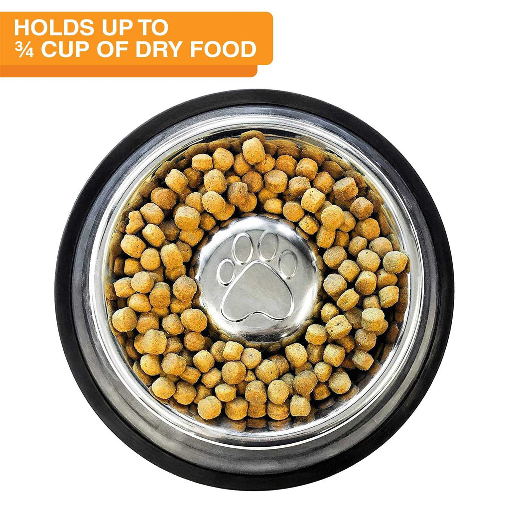 Stainless Steel Slow Feed Bowl Non-Tip Non-Skid O8305