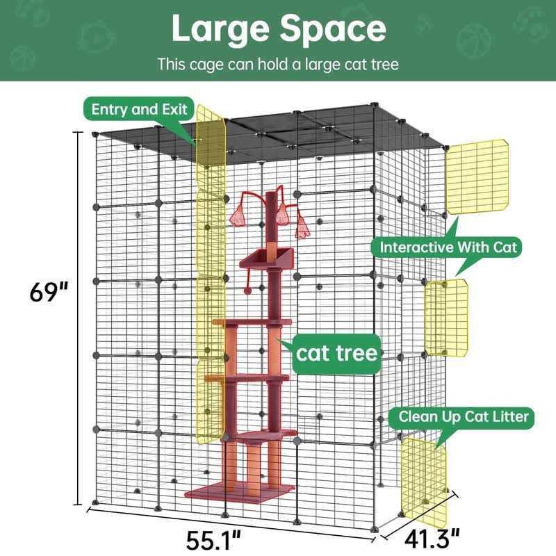 Large Cat Cage Indoor Cat Playpen Metal Wire Kennels Crate P642557
