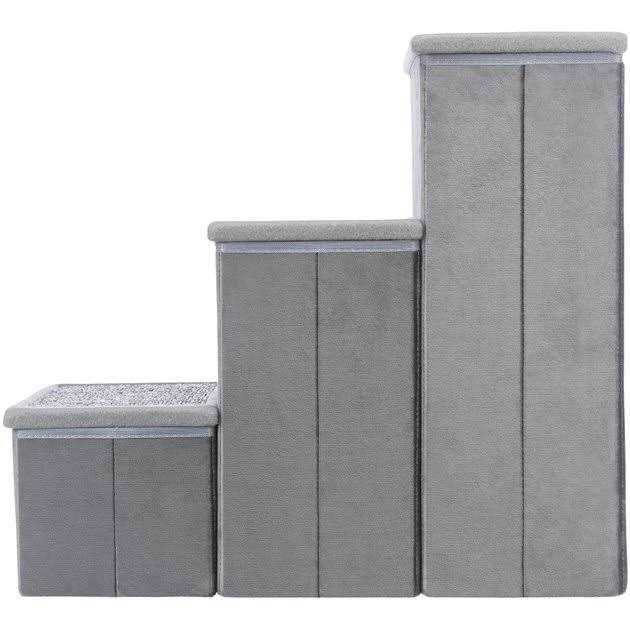 Foldable 3-Step Pet Stairs with Storage X248