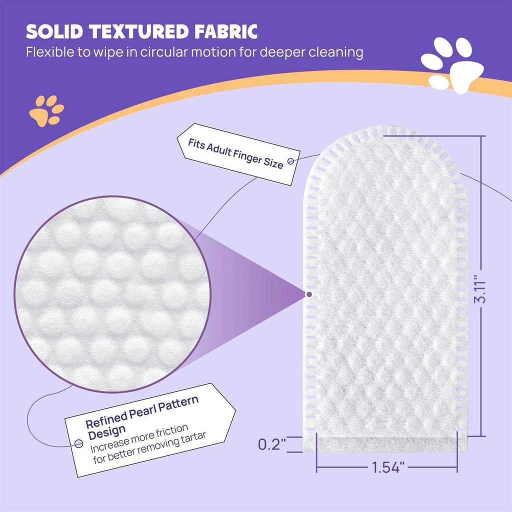 Pet Teeth Cleaning Wipes for Dogs & Cats, No-Rinse Finger Toothbrush V68340