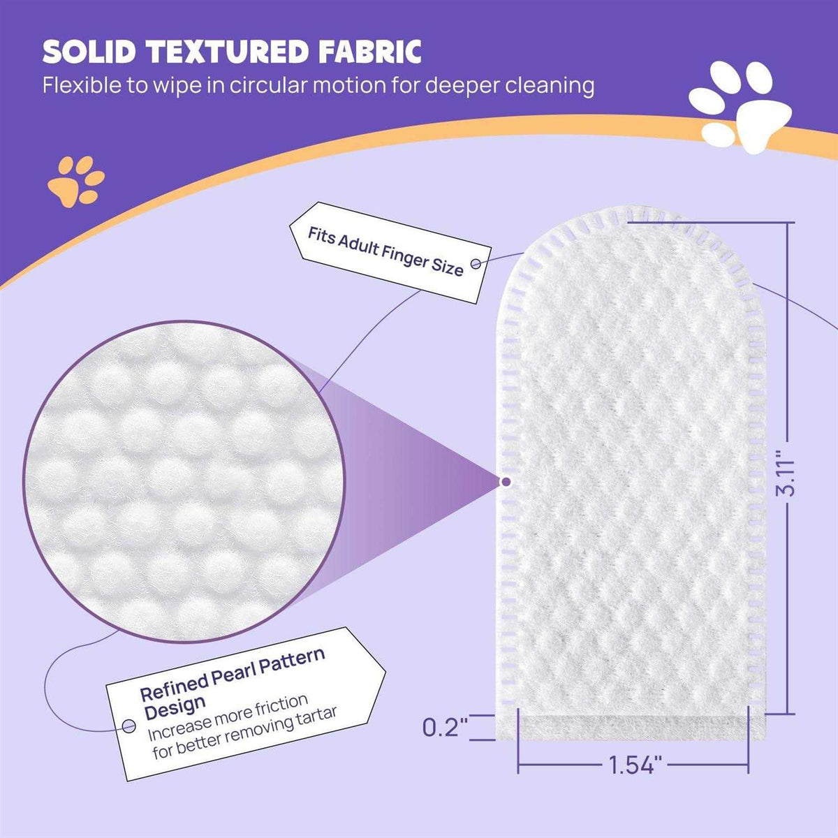 Pet Teeth Cleaning Wipes for Dogs & Cats, No-Rinse Finger Toothbrush V68340