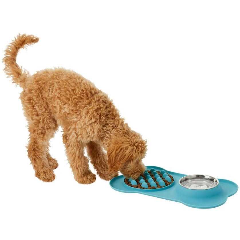 Silicone Slow Feeder Mat with Stainless Steel Bowl H421256