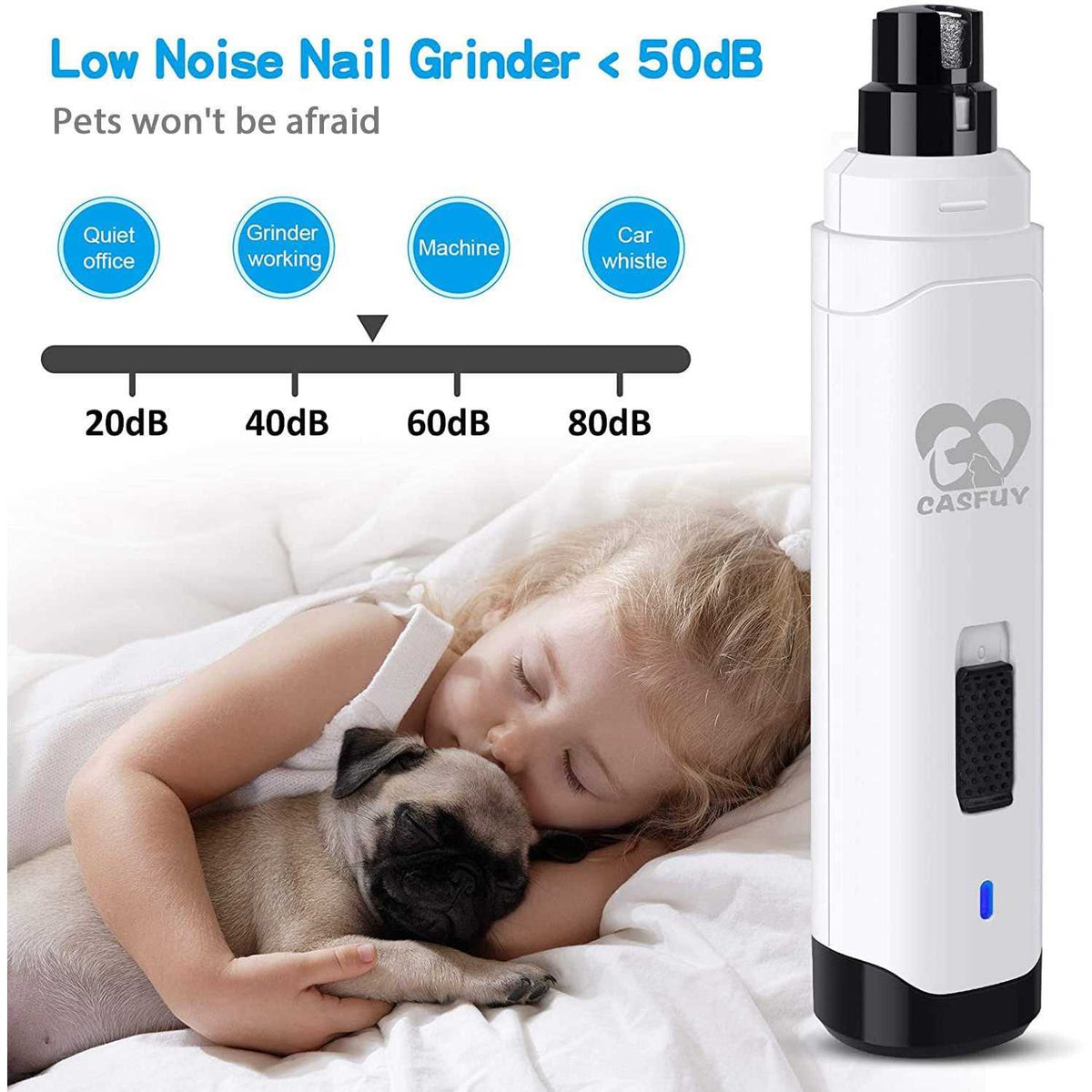 Dog Nail Grinder Electric Rechargeable Pet Nail Trimmer for Small Medium Dogs G4946