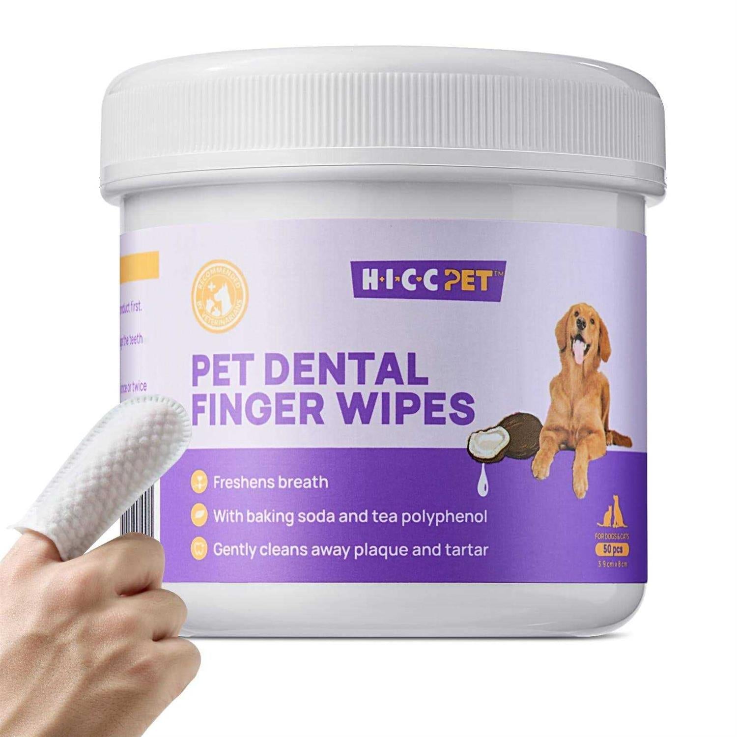 HICC PET Teeth Cleaning Wipes for Dogs &amp; Cats, Remove Bad Breath by Removing Plaque and Tartar Buildup No-Rinse Dog Finger Toothbrush - Pet Supplies online store