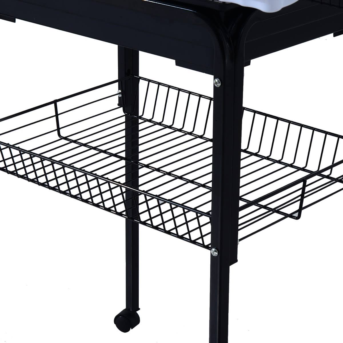 Metal Indoor Bird Cage with Rolling Stand and Storage Basket P654