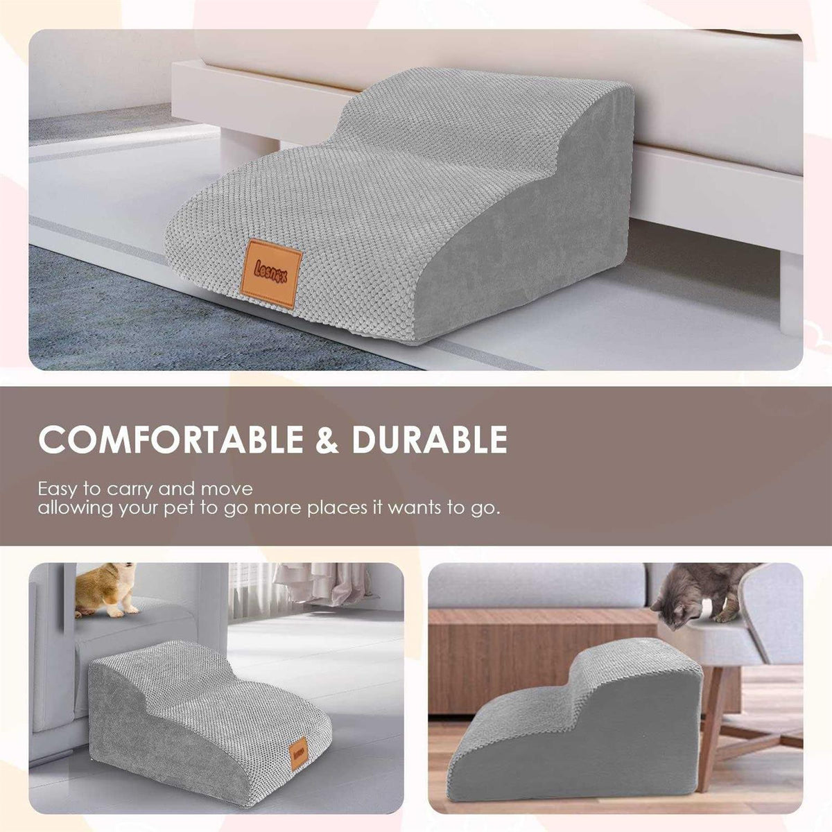 Extended Dog Stairs 2-Step with Waterproof Cover K6955