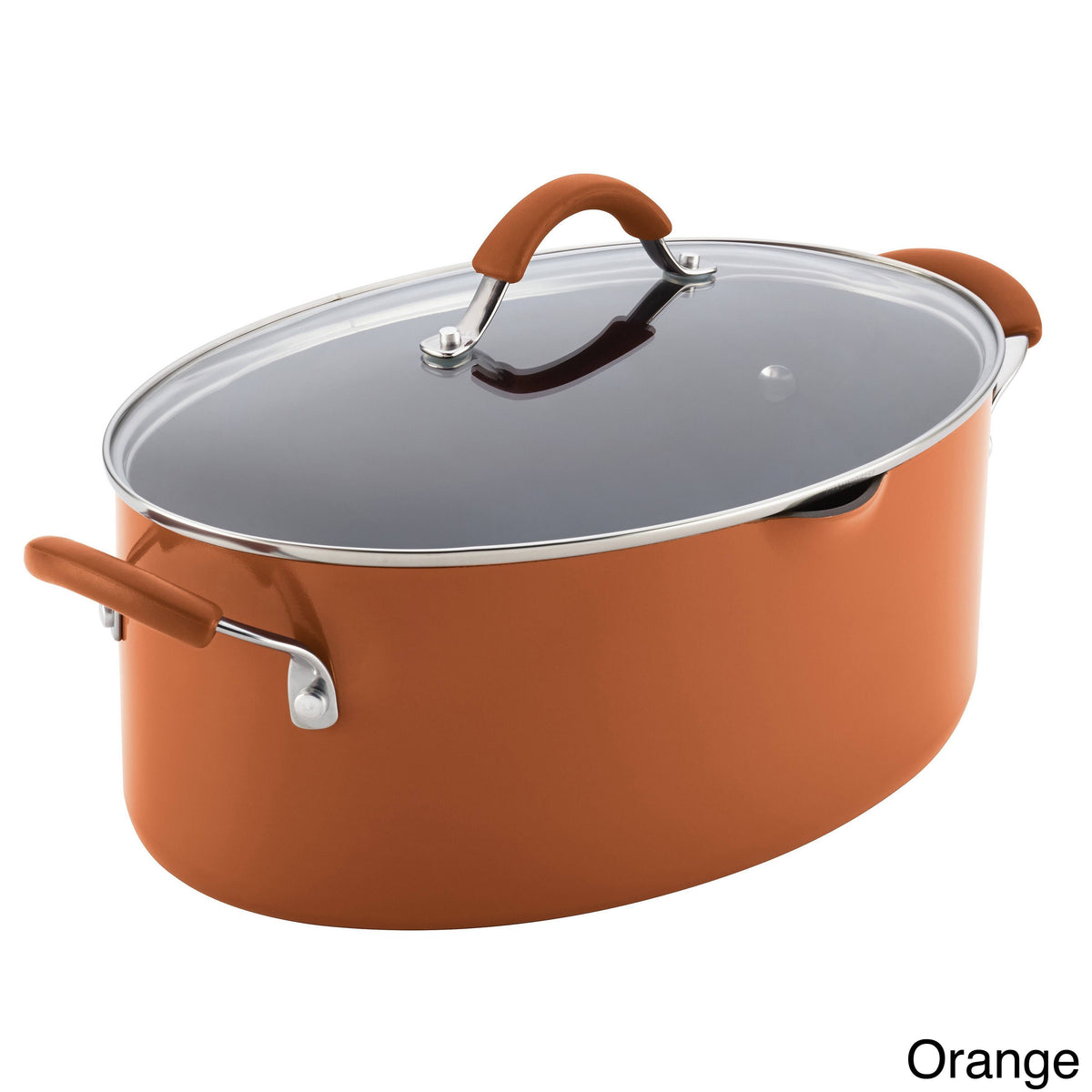 Hard Enamel Nonstick 8-Quart Covered Oval Pasta Pot with Pour Spout J7426