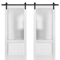 SARTODOORS Sliding Closet Bypass Doors 48 x 80 with Hardware | Quadro 4111 White Ash | Sturdy Top Mount Rails Moldings Trims Har