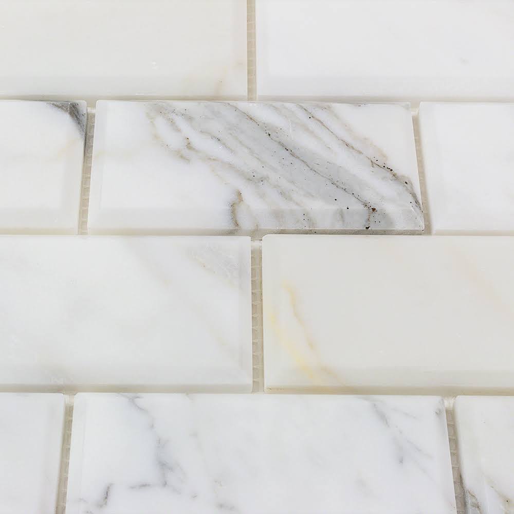 Beveled Marble Mosaic Tile White/Gray M5954