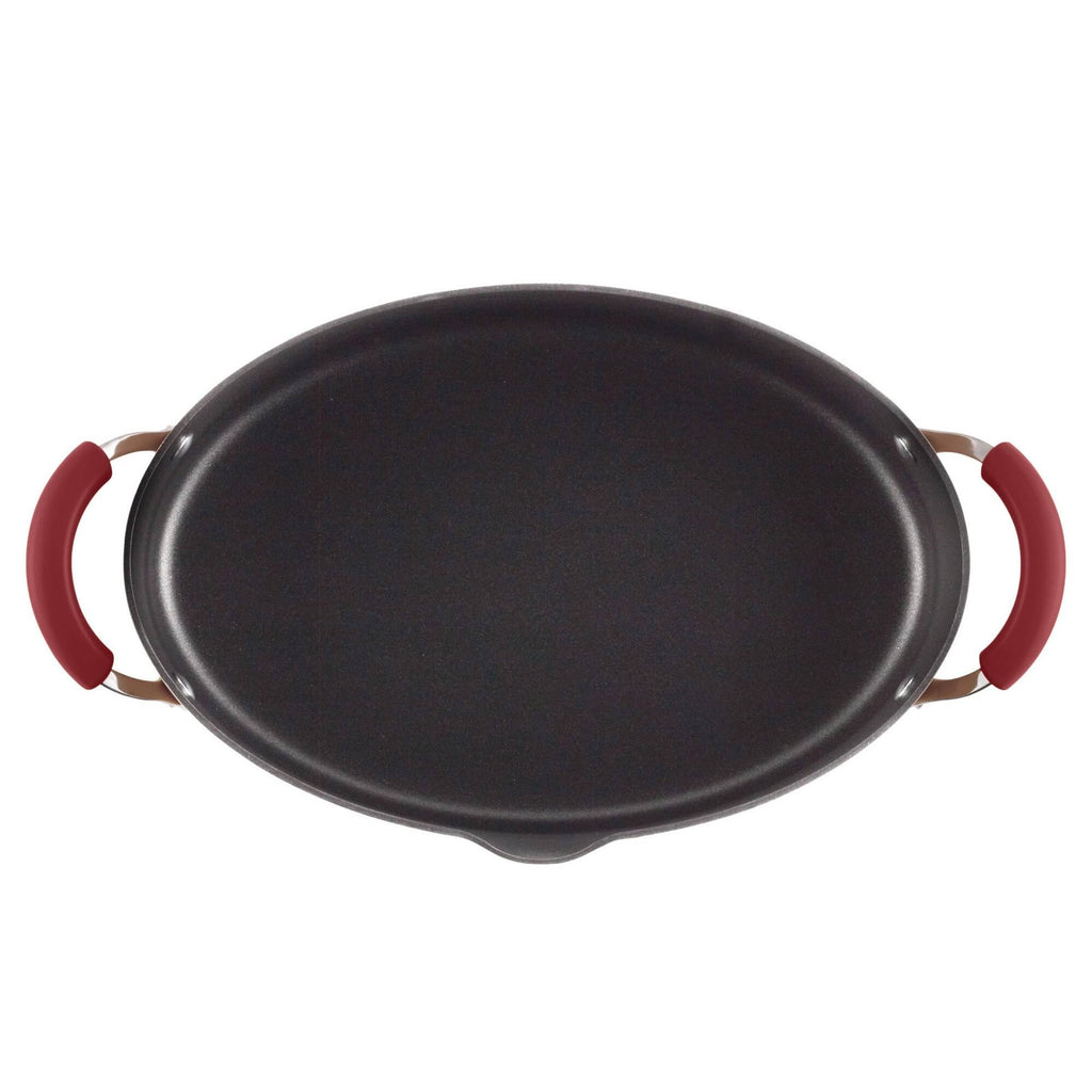 Hard Enamel Nonstick 8-Quart Covered Oval Pasta Pot with Pour Spout J7426