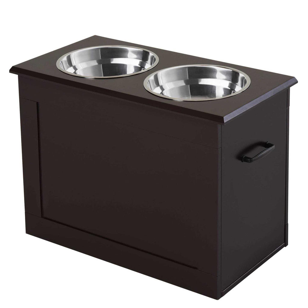 Raised Pet Feeding Station with 2 Stainless Steel Bowls for Large Dogs G975