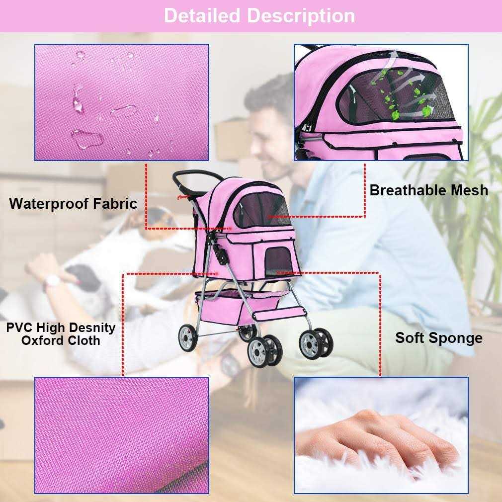 Folding Pet Stroller for Cat Dog Travel Carrier U571447