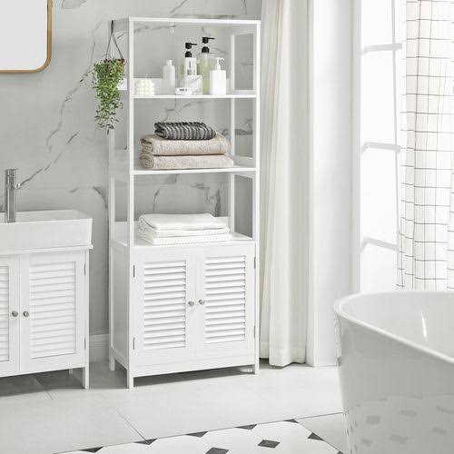 Matte White Freestanding Tall Bathroom Storage Cabinet W309357