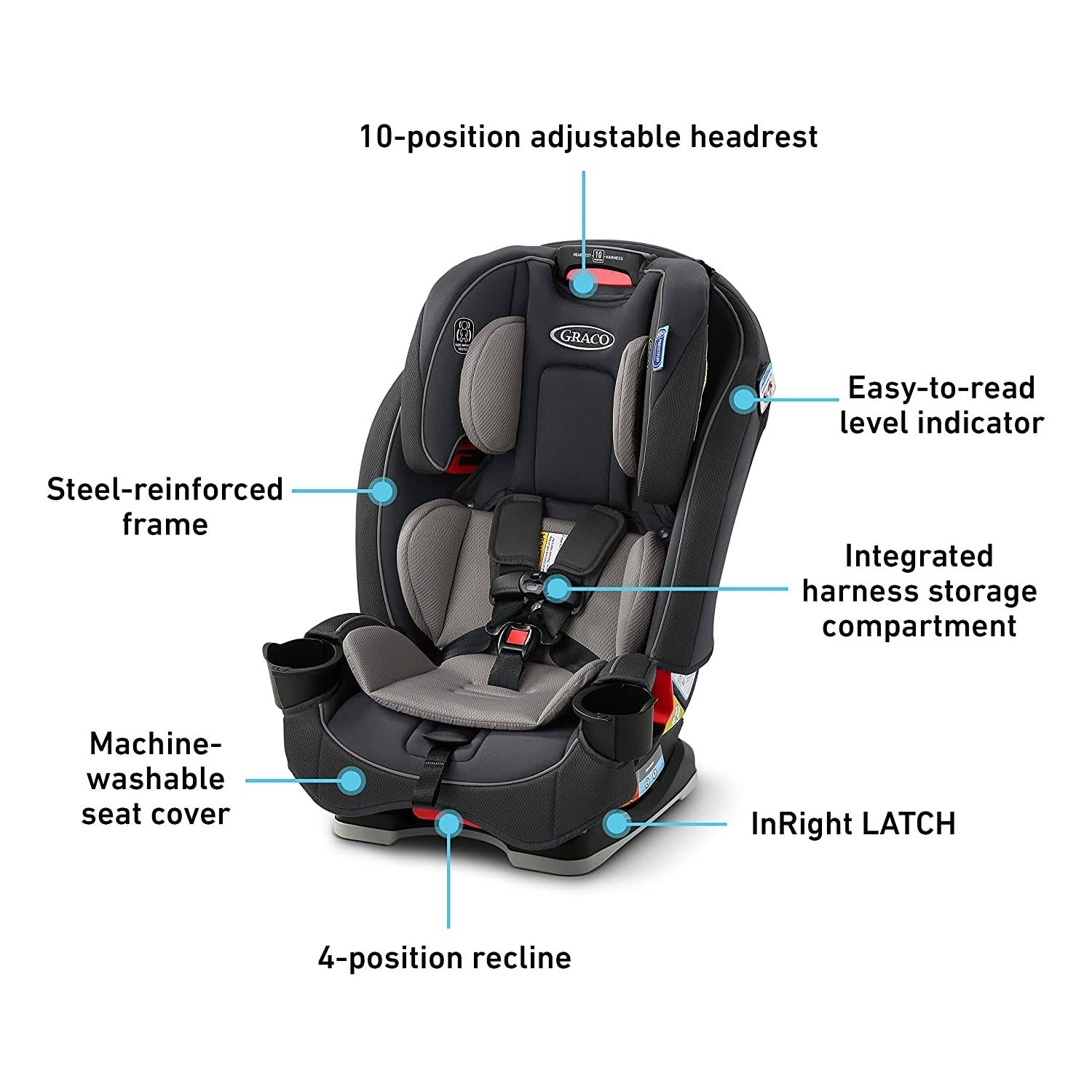 3 in 1 Car Seat, Slim & Comfy Design Saves Space K54208