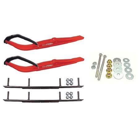 Cu0026A Pro Red Razor Snowmobile Skis w/ 8 inch Round Bars Complete Kit Ski-Doo ZX[ADSA]/REV/RT/XPXM 2000 u0026 Newer