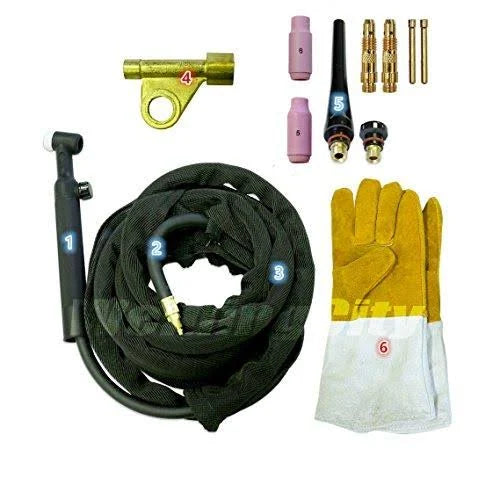 TIG Welding Torch WP-17V-12R Gas-Valve Head Air-Cool 12.5-Foot Cable 150Amp B5101