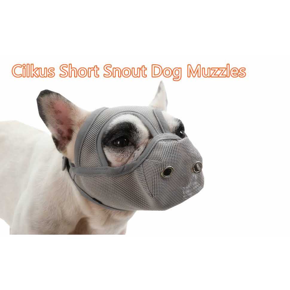 Short Snout Dog Muzzle Adjustable Breathable Mesh D777