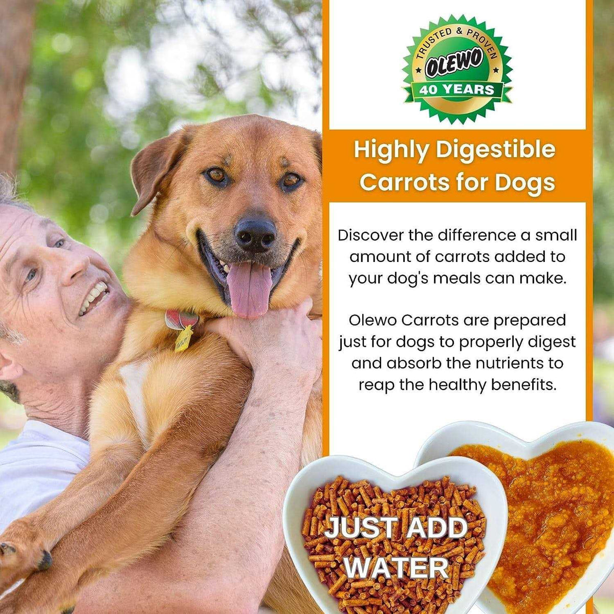 Dehydrated Carrots for Dogs Fiber Supplement Food Topper Y256105