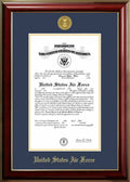 Patriot Frames Air Force 8.5x11 Certificate Classic Mahogany Frame with Gold Medallion AFCCL0018.5x11x22