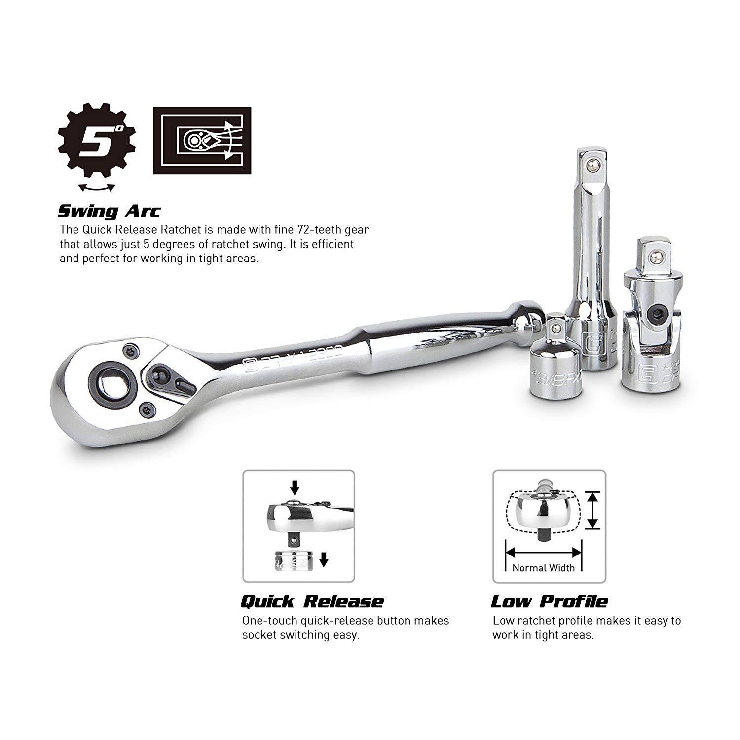 3/8-Inch Drive Socket Set with Ratchets, 52-Piece I78681