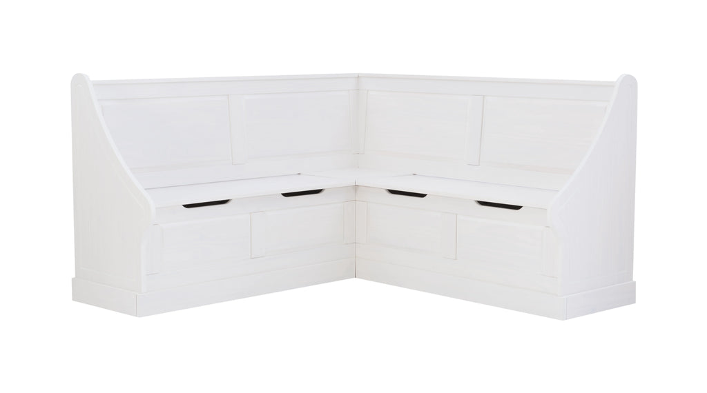 Corner Dining Bench with Storage, Seats 4, White H775