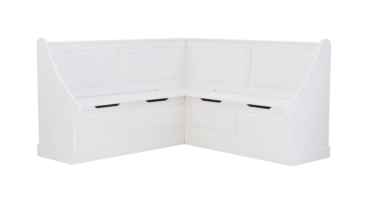 Corner Dining Bench with Storage, Seats 4, White H775