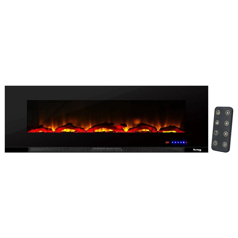 60 inch Ultra-slim LED Wall-mount Electric Fireplace with 9 Color Ambiance Options by e-Flame USA, Black
